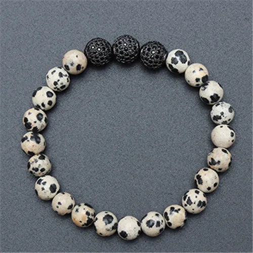 Assorted Natural Stone Bead Bracelets - Handmade Stretch Cuffs with Metal Charms