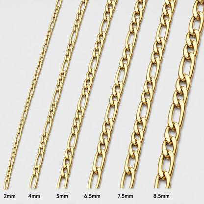 Premium 316L Gold Stainless Steel Figaro Chains · Bulk Mix & Match
