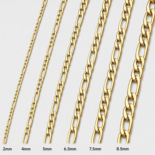 Gold Stainless Steel Figaro Chain Necklace Wholesale