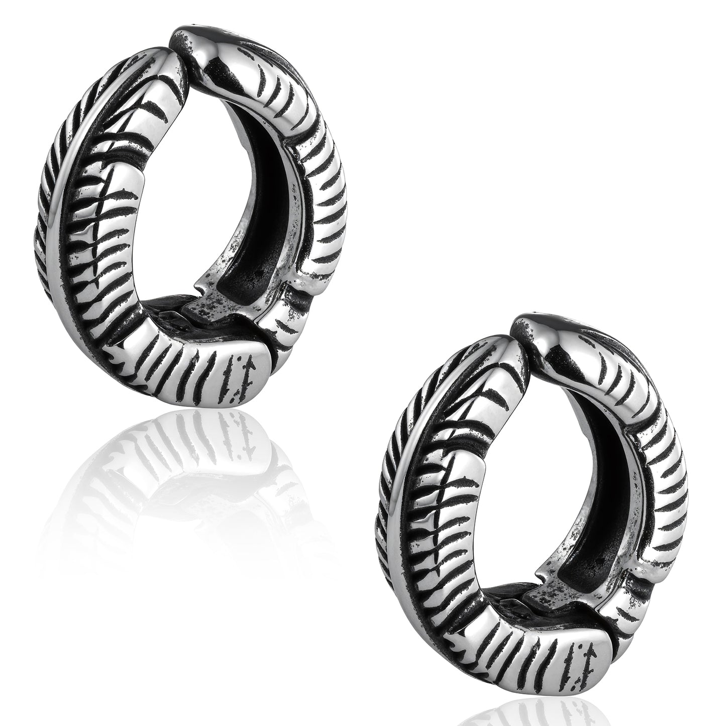 Gothic Punk Hoop Ear Cuff Earring in 316 Stainless Steel - Vintage Silver Spiked Design for Concerts & Daily Wear