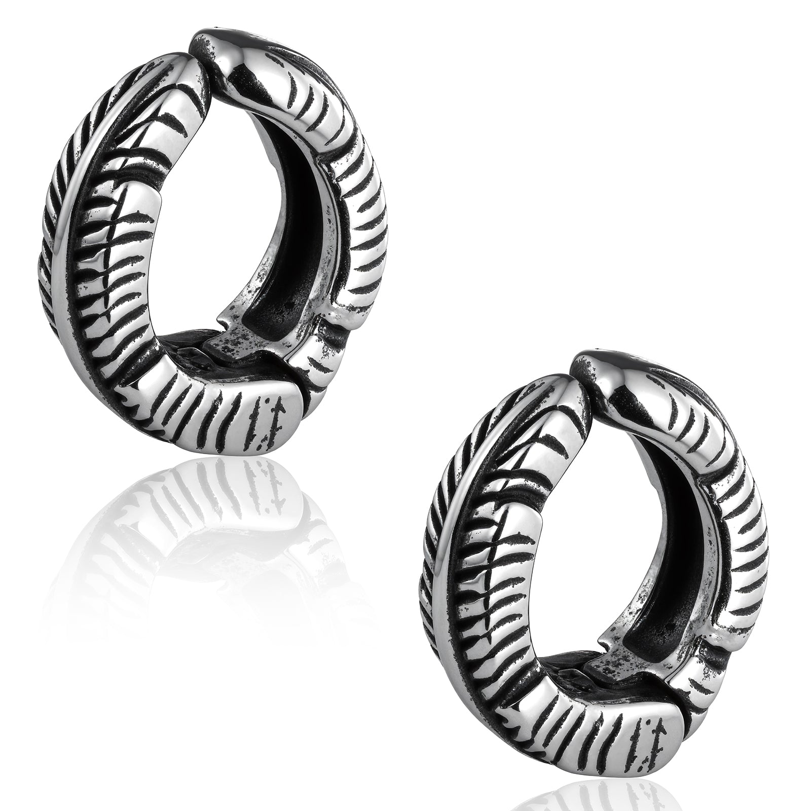 Gothic Punk Hoop Ear Cuff Earring in 316 Stainless Steel - Vintage Silver Spiked Design for Concerts & Daily Wear