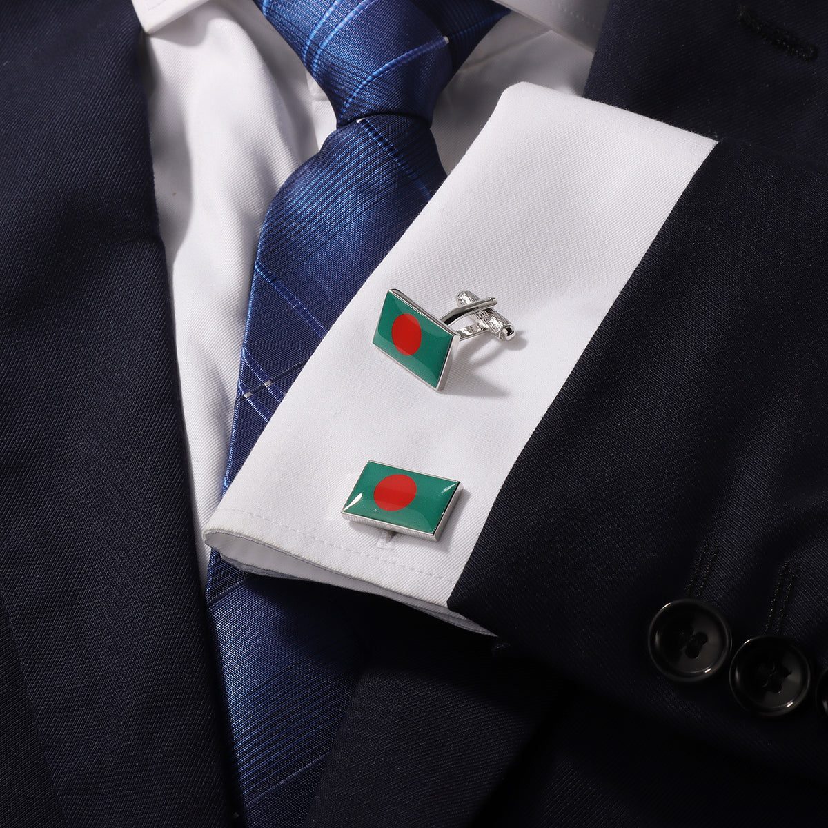 Bangladesh Flag Cufflinks, Enamel Cuff Links for Men Business Wedding Gift