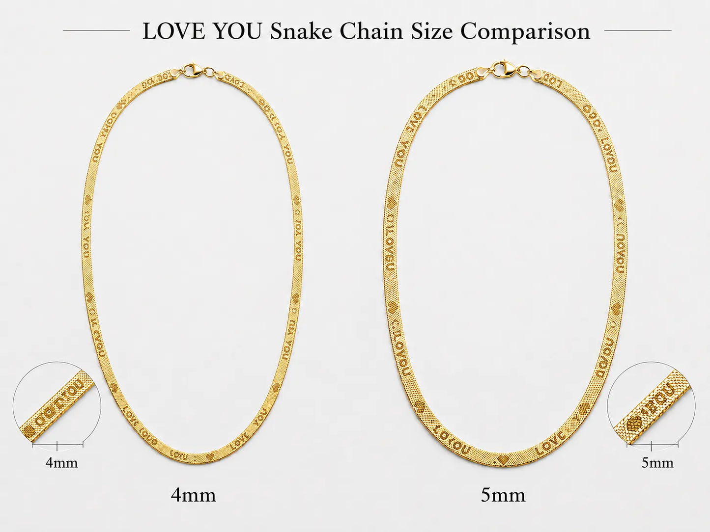 Gold Snake Chain Necklace Wholesale – LOVE YOU Message Design