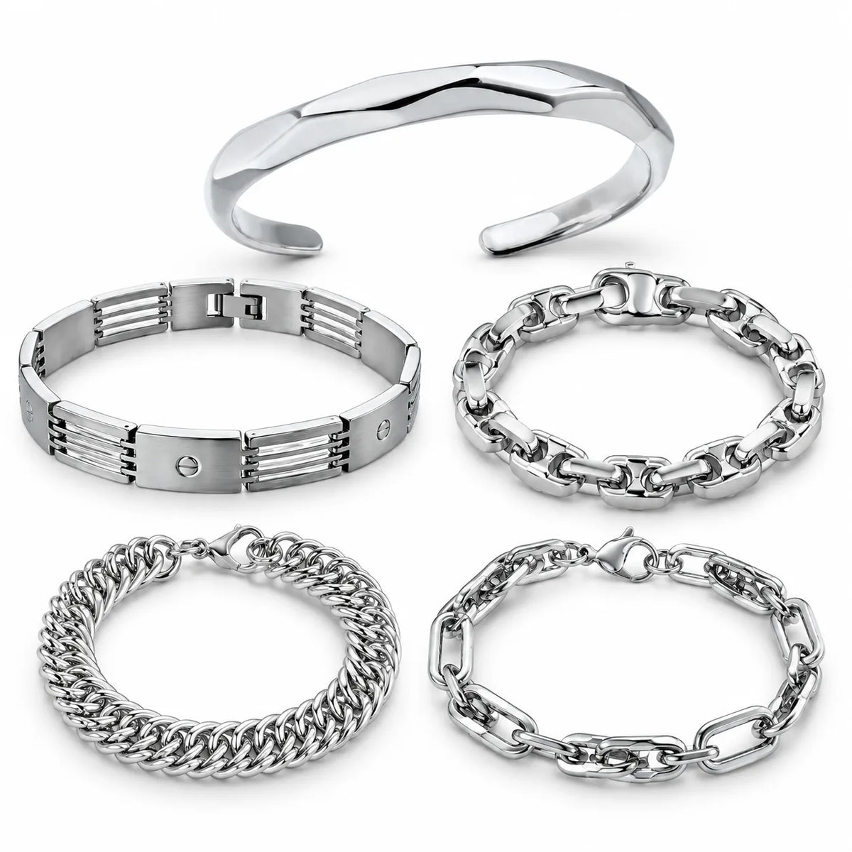 Wholesale 5-Piece Steel Bracelet Set | $3.79/pc | MOQ 1
