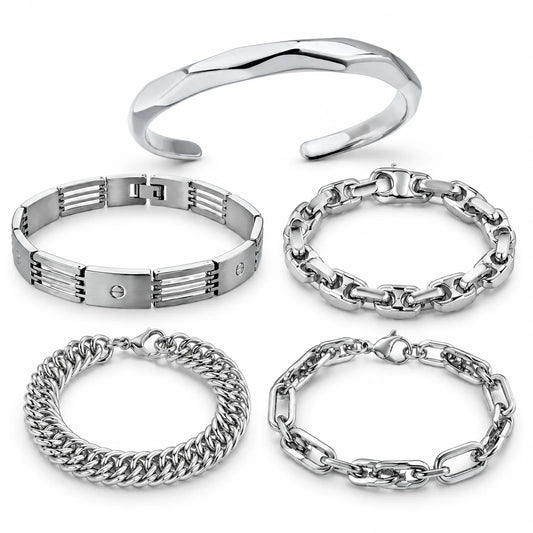 Wholesale 5-Piece Steel Bracelet Set | MOQ 1 Set