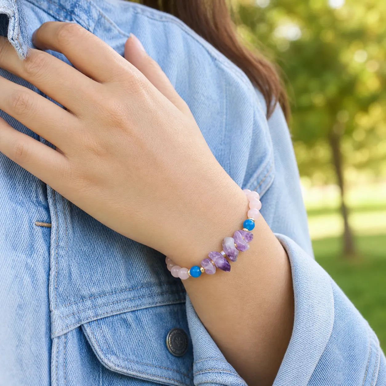 Natural Crystal Bracelet Collection | Amethyst & Rose Quartz Styles