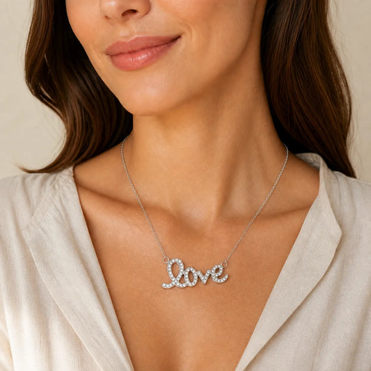 Crystal Love Pendant Necklace | Silver-Tone