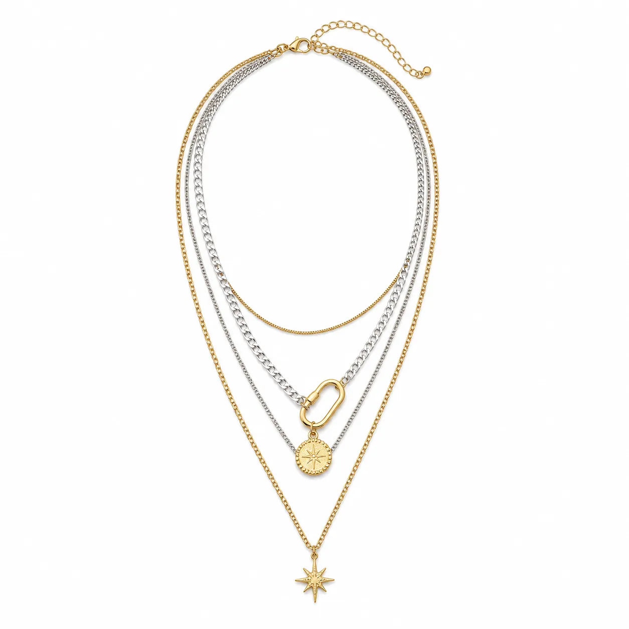 Gold & Silver Mixed Chain Necklace Set | 3-Piece Multi-Way