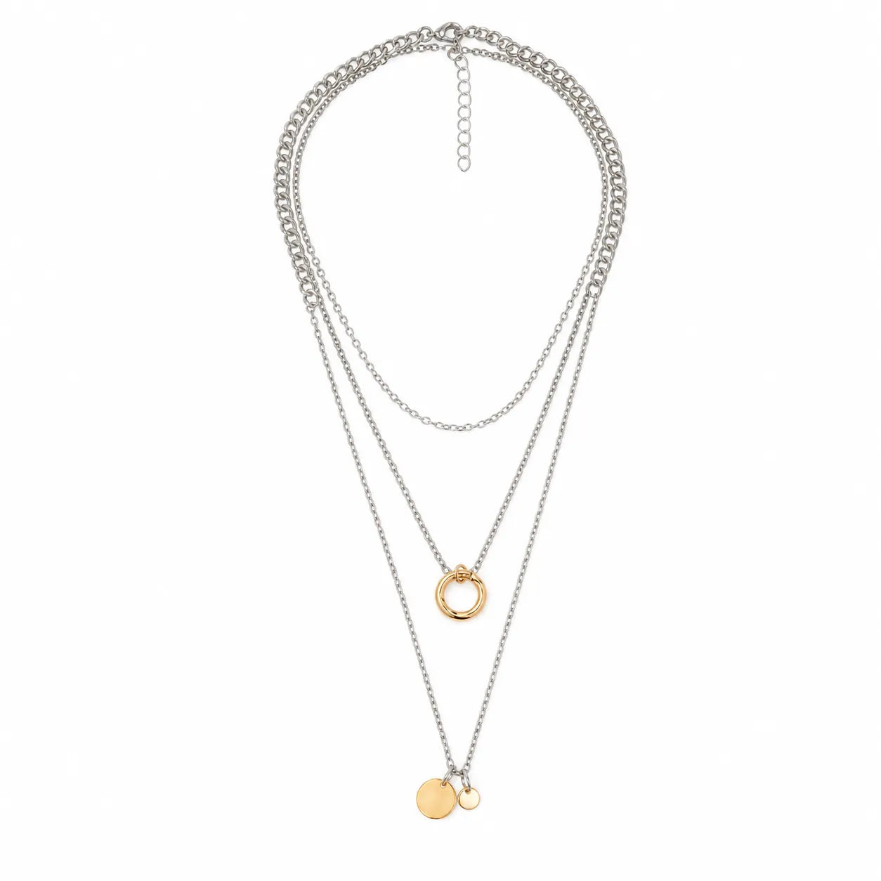Gold & Silver Mixed Chain Necklace Set | 3-Piece Multi-Way