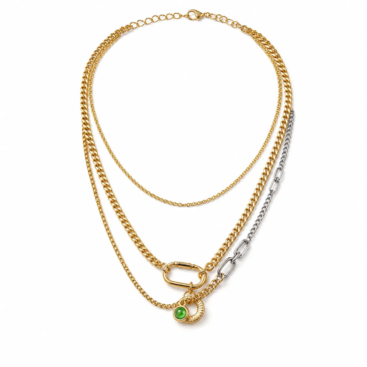 Gold & Silver Mixed Chain Necklace Set | 3-Piece Multi-Way