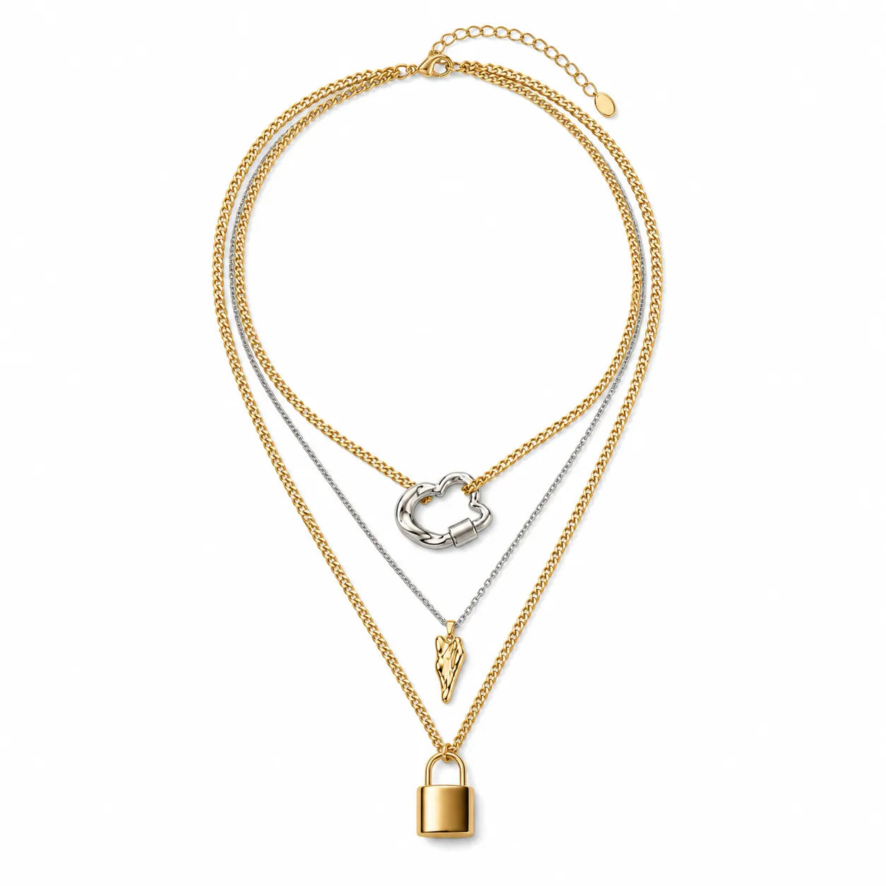Gold & Silver Mixed Chain Necklace Set | 3-Piece Multi-Way