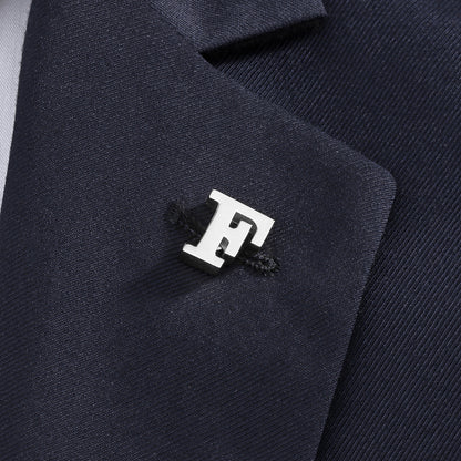 Silver Color Initial Lapel Pin for Men