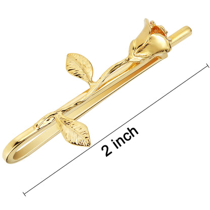 2 Inch Gold Tone Rose Tie Clip