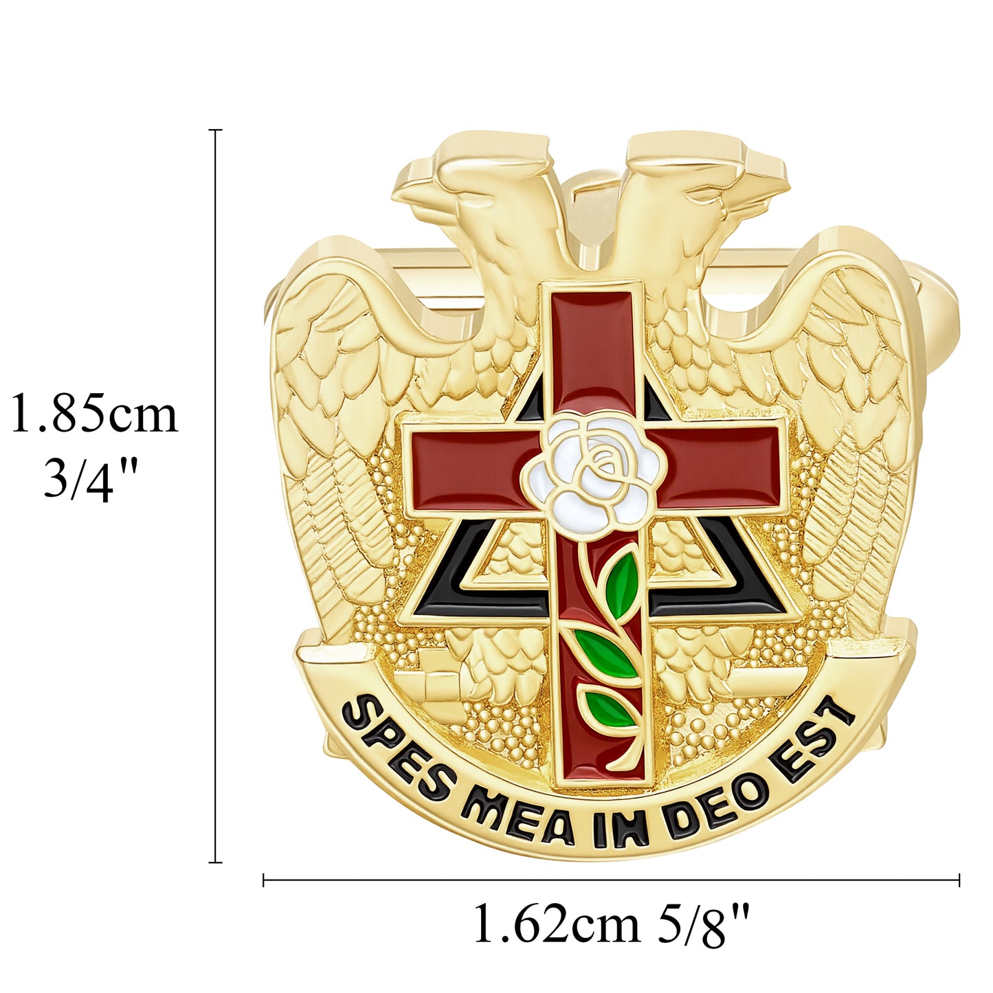 Enamel Double Headed Eagle Rose Cross SPES MEA IN DEO EST Masonic Men Formal Cuff Links