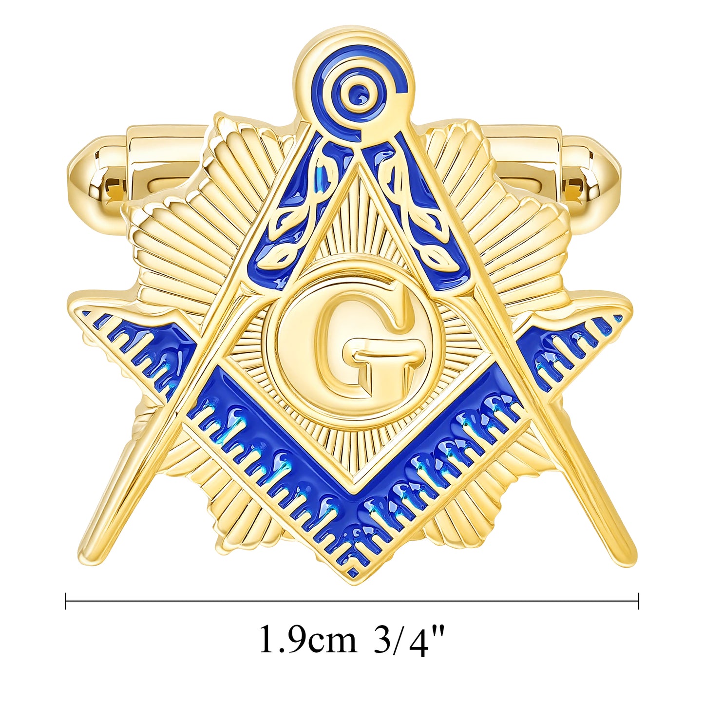 Blue enamel square compass G symbol Freemason cufflinks
