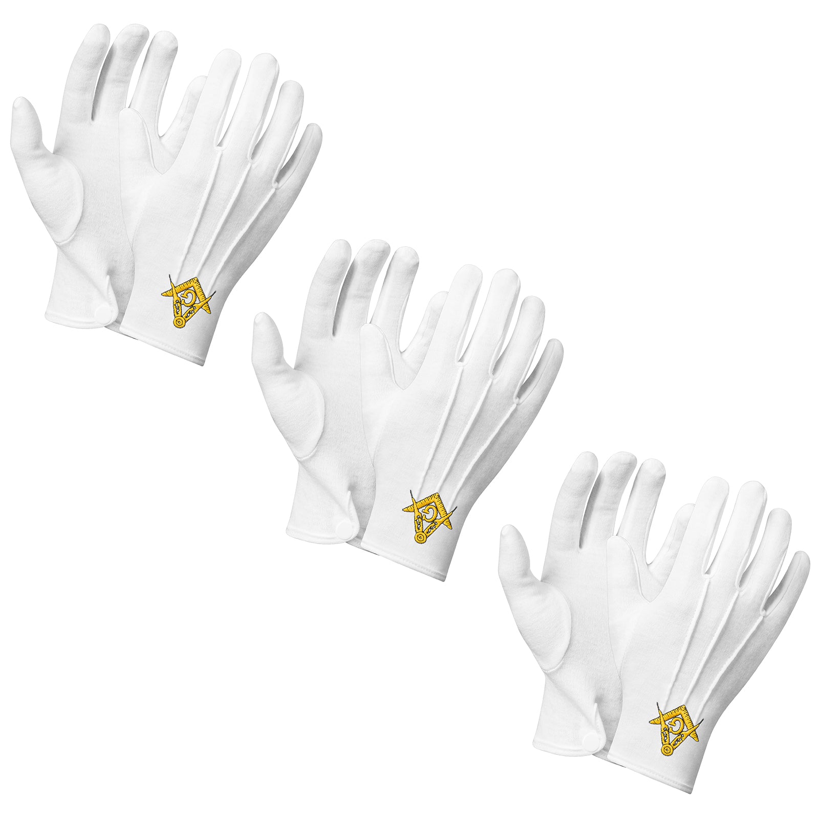HAWSON White Cotton Freemason Gloves with Gold G and Compass Embroidery for Masonic Ceremonies