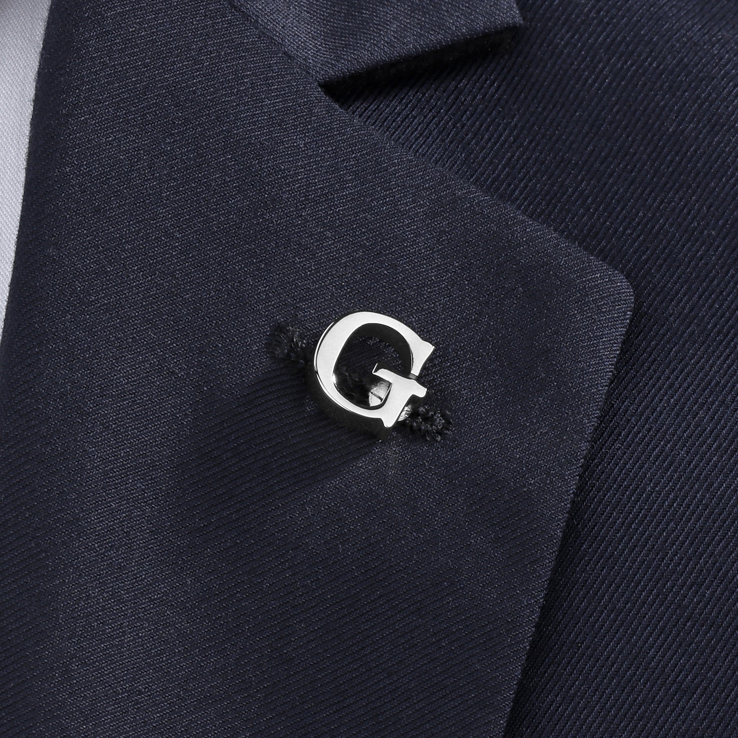 Silver Color Initial Lapel Pin for Men