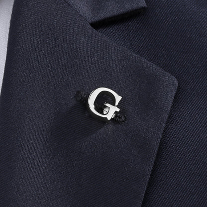 Silver Color Initial Lapel Pin for Men