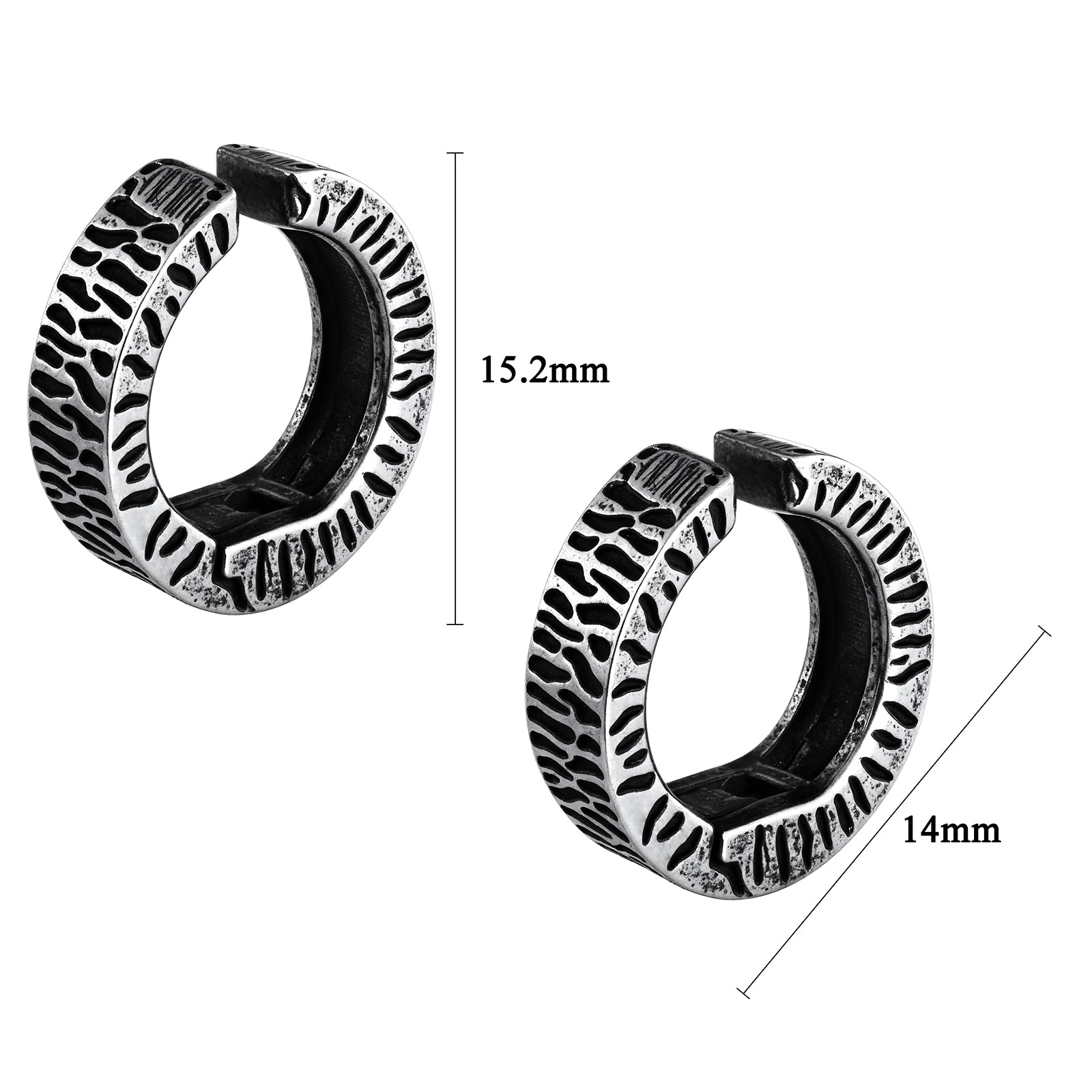 HAWSON Gothic Hoop Ear Clip Size Guide (15.2x14mm) for Non-Pierced Ears