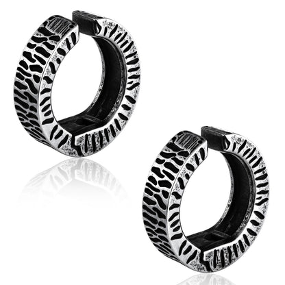 Vintage Gothic Hoop Ear Clip in 316 Stainless Steel - No-Piercing Spiked Design for Concerts & Daily Wear