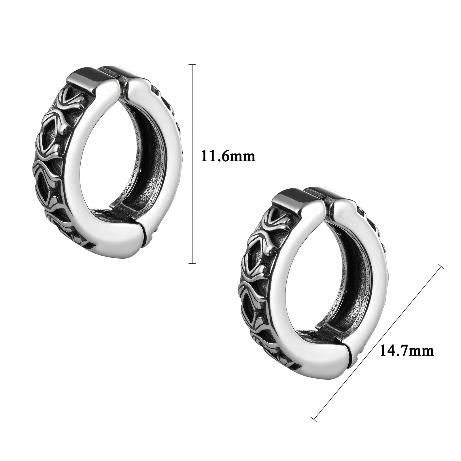 HAWSON Gothic Wrap Earrings Size Guide (11.6x14.7mm) for Unpierced Ears