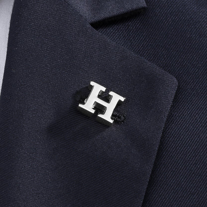 Silver Color Initial Lapel Pin for Men