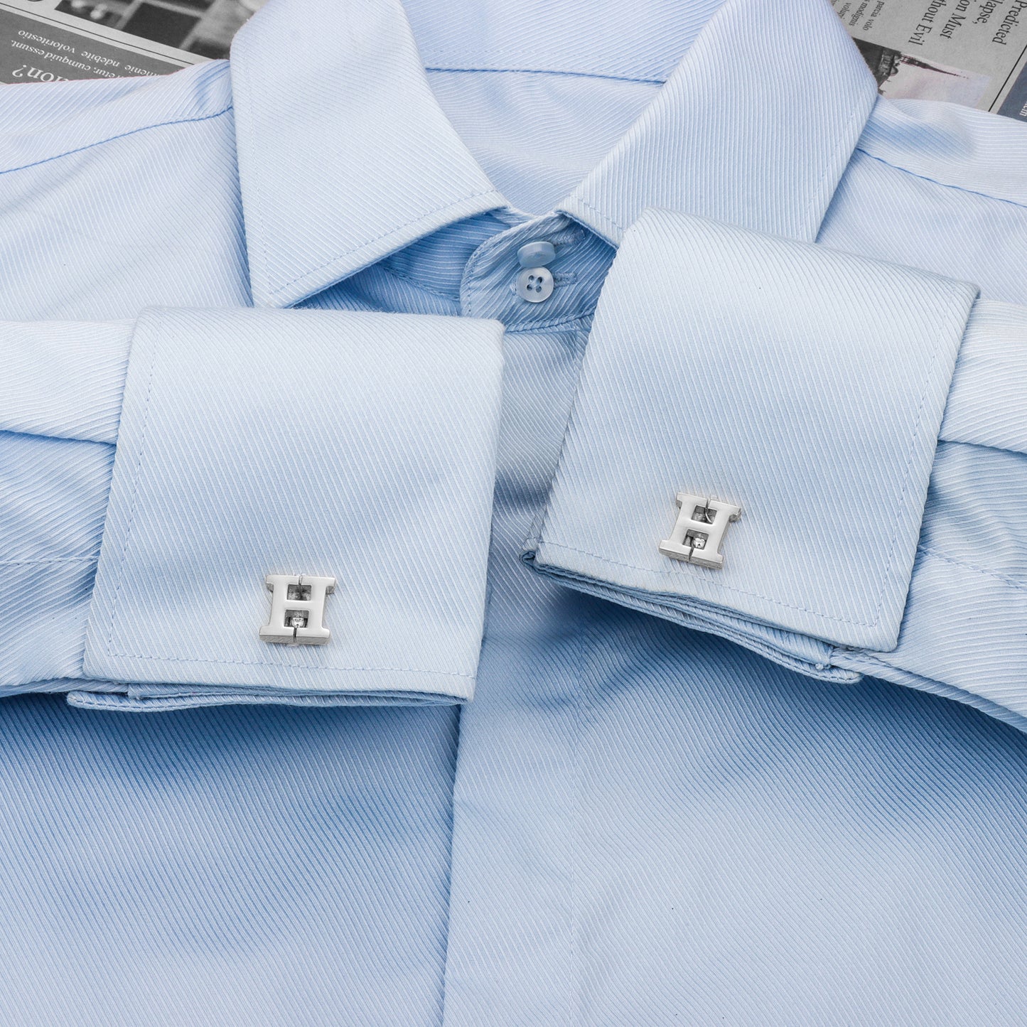 HAWSON Siver Tone Initial Cufflinks for Men