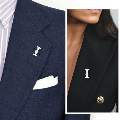 Silver Color Initial Lapel Pin for Men