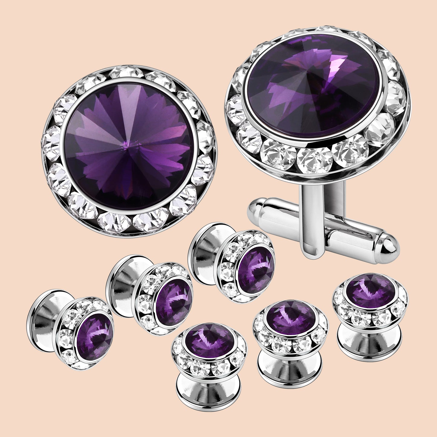 HAWSON Crystal Cufflinks and Studs Set for Men