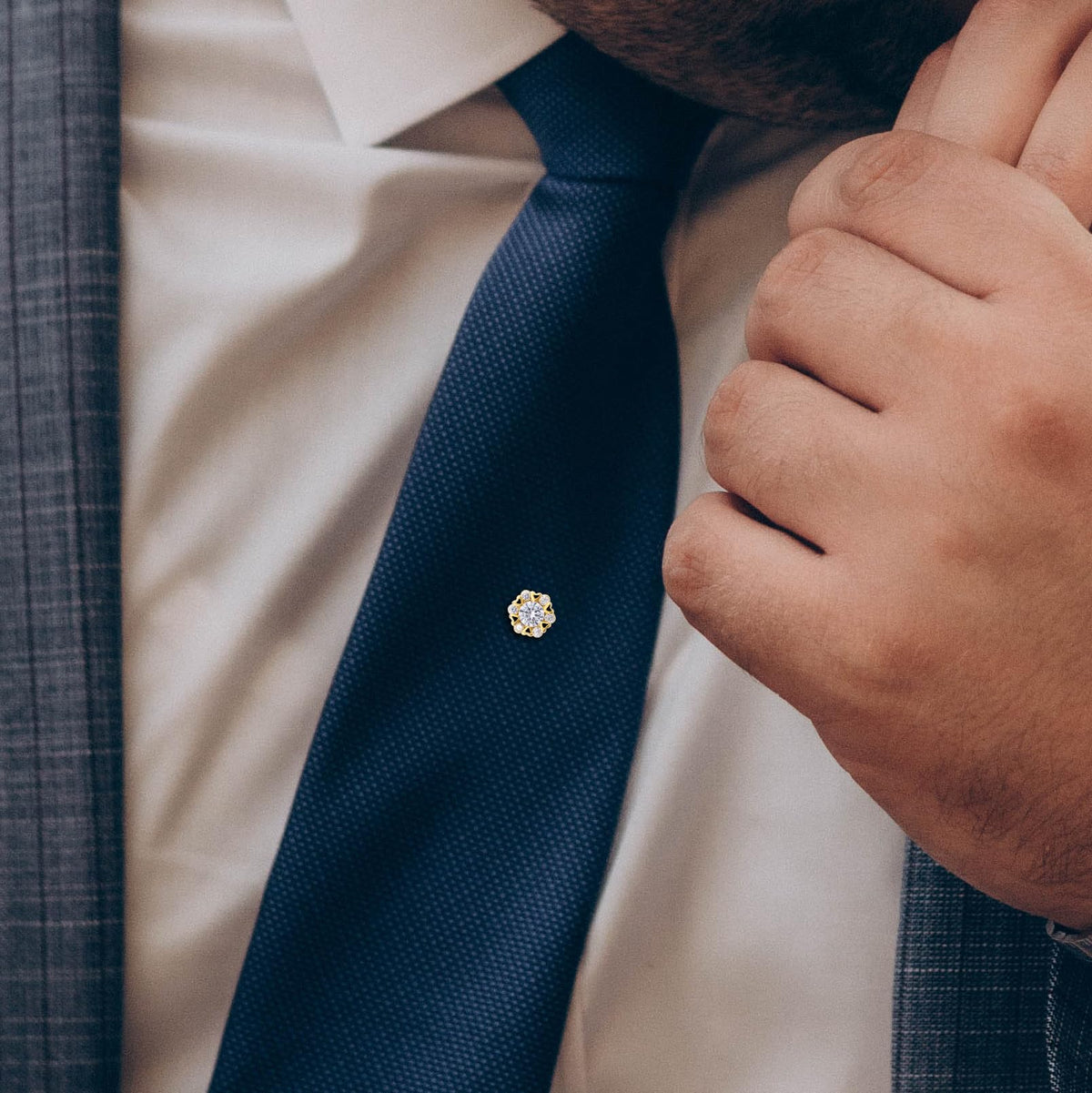 Subtle Tie Pin Tie Pins Tie Tacks for Men,Crystal Tie Pin with Chain,Wedding Business ...