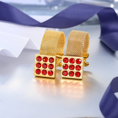 HAWSON 24K Gold Tone Crystal Cufflinks with Chain