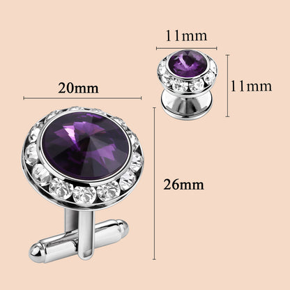 HAWSON Crystal Cufflinks and Studs Set for Men