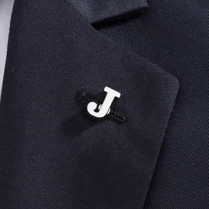 Silver Color Initial Lapel Pin for Men