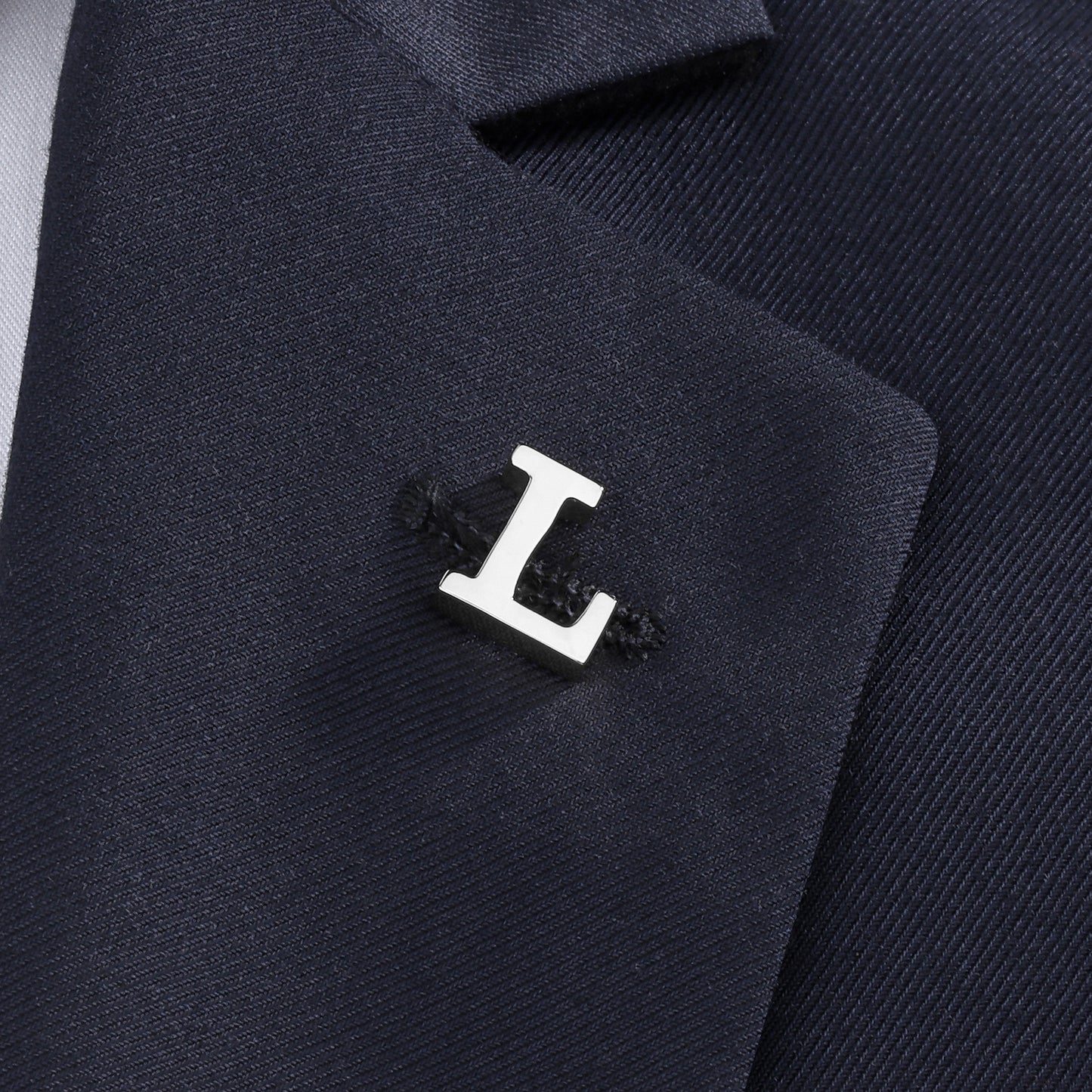 Silver Color Initial Lapel Pin for Men