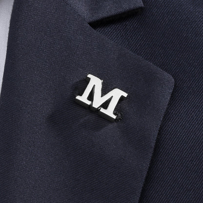 Silver Color Initial Lapel Pin for Men