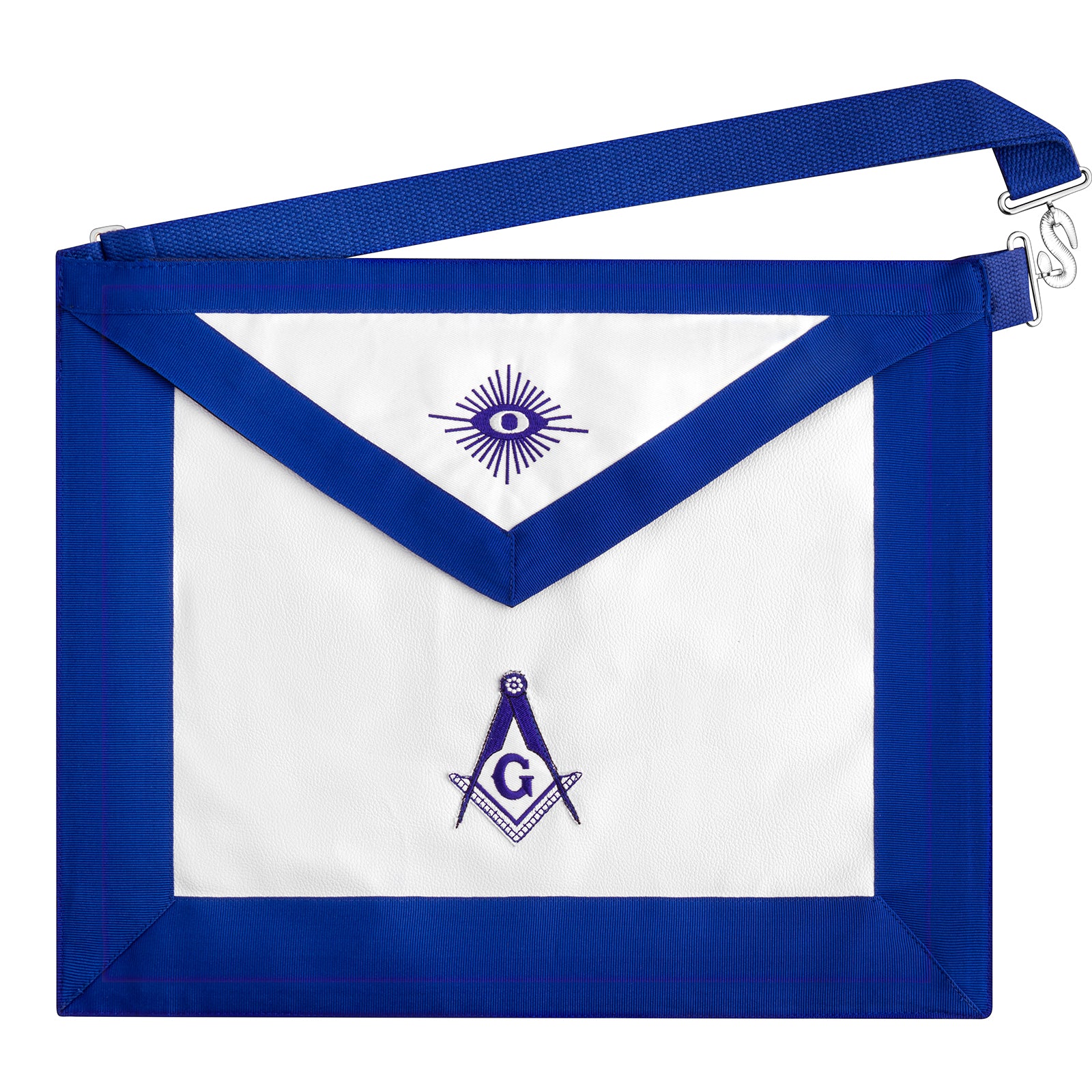 HAWSON Embroidered Masonic Apron in Vintage White-Blue - Premium Lambskin Ritual Wear for Lodge Ceremonies