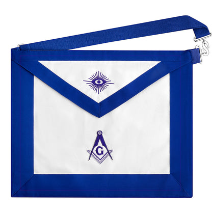 HAWSON Embroidered Masonic Apron in Vintage White-Blue - Premium Lambskin Ritual Wear for Lodge Ceremonies