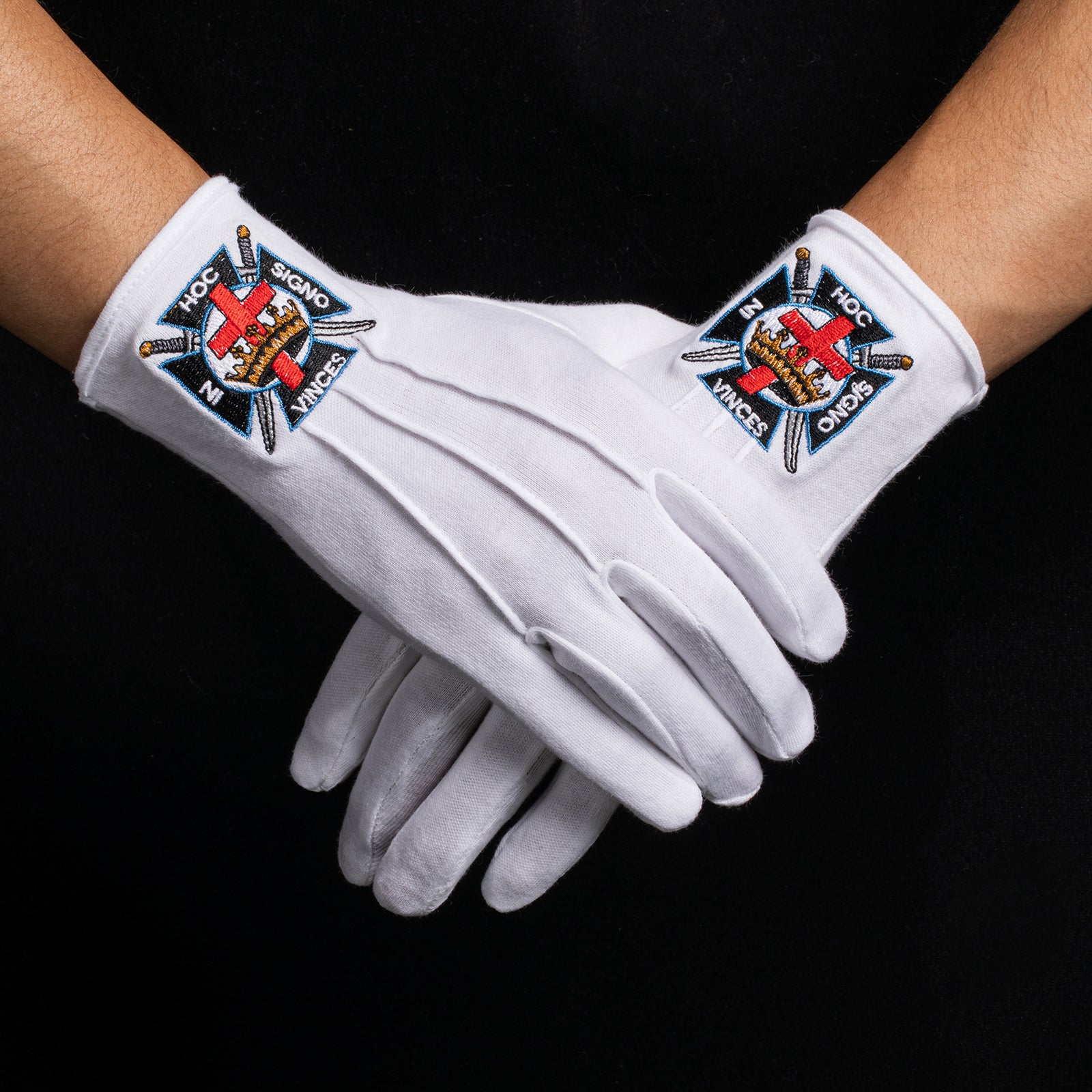 Freemason in HAWSON Black Masonic Gloves and Tailored Suit at Lodge Ceremony - Formal Attire Accessories