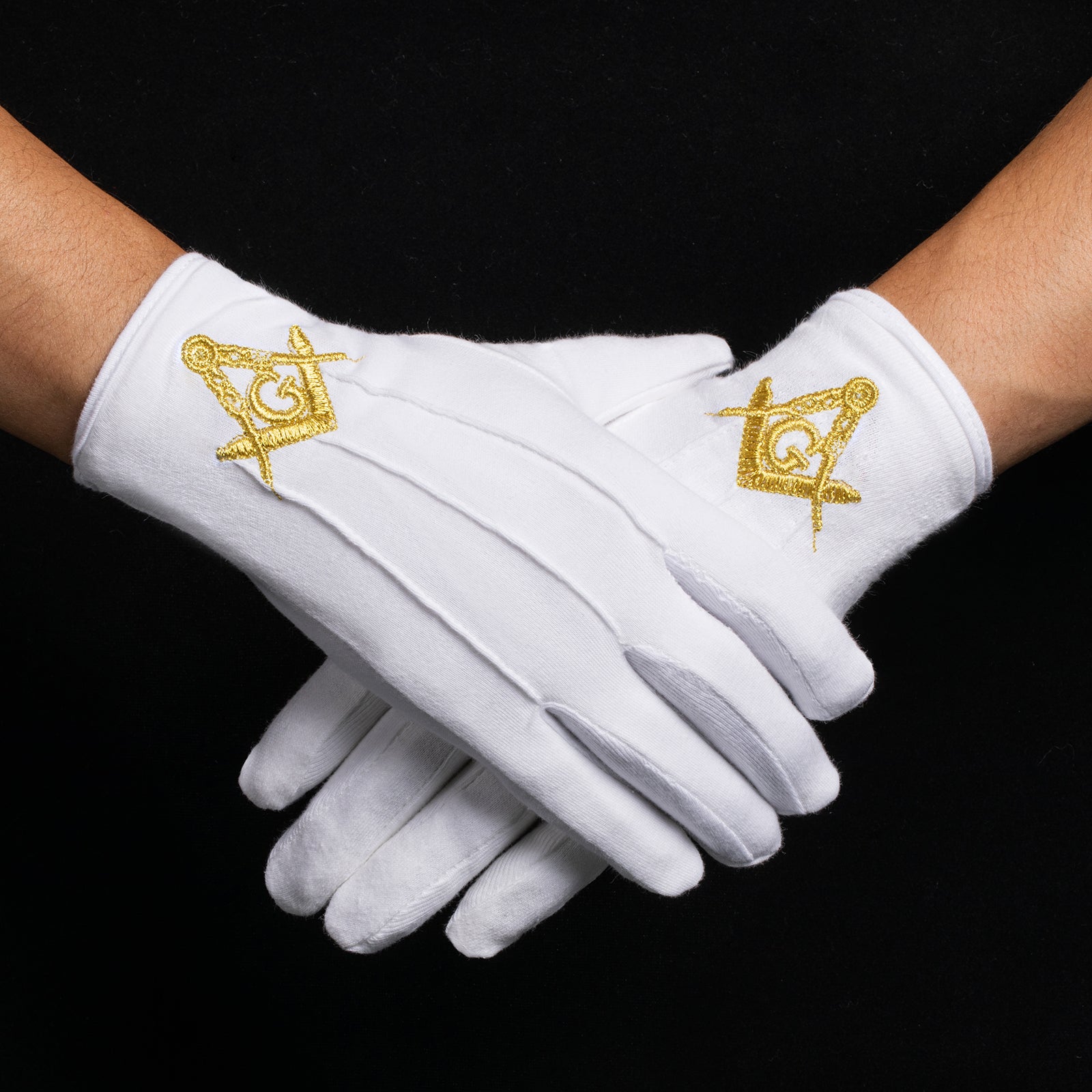 Professional Wearing HAWSON Embroidered Masonic Gloves with Formal Attire in Lodge Ceremony