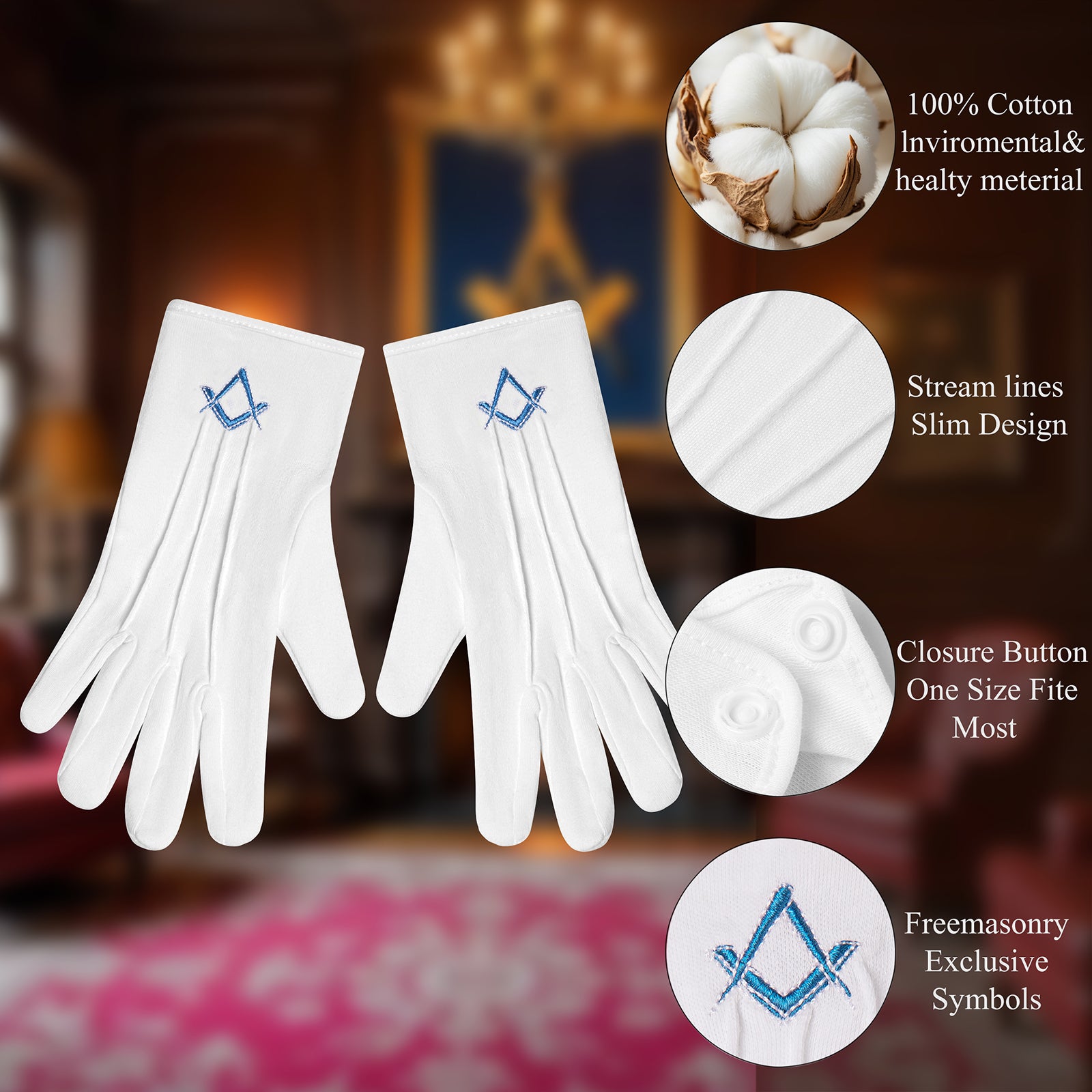  masonic gloves one size fits most