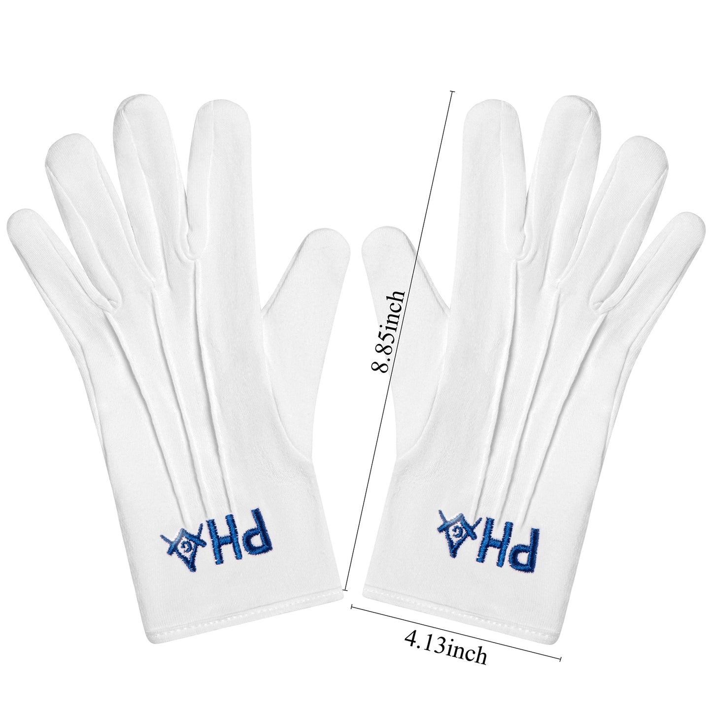 HAWSON Masonic Gloves Size Guide - One Size Fits Most Adults (22.48×10.49cm)