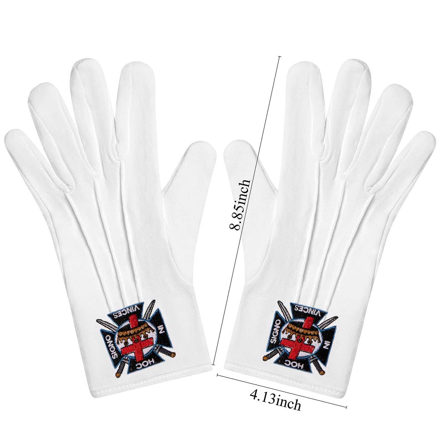 HAWSON Masonic Gloves Sizing Guide - 22.48x10.49cm Cotton Ritual Gloves Measurement Chart