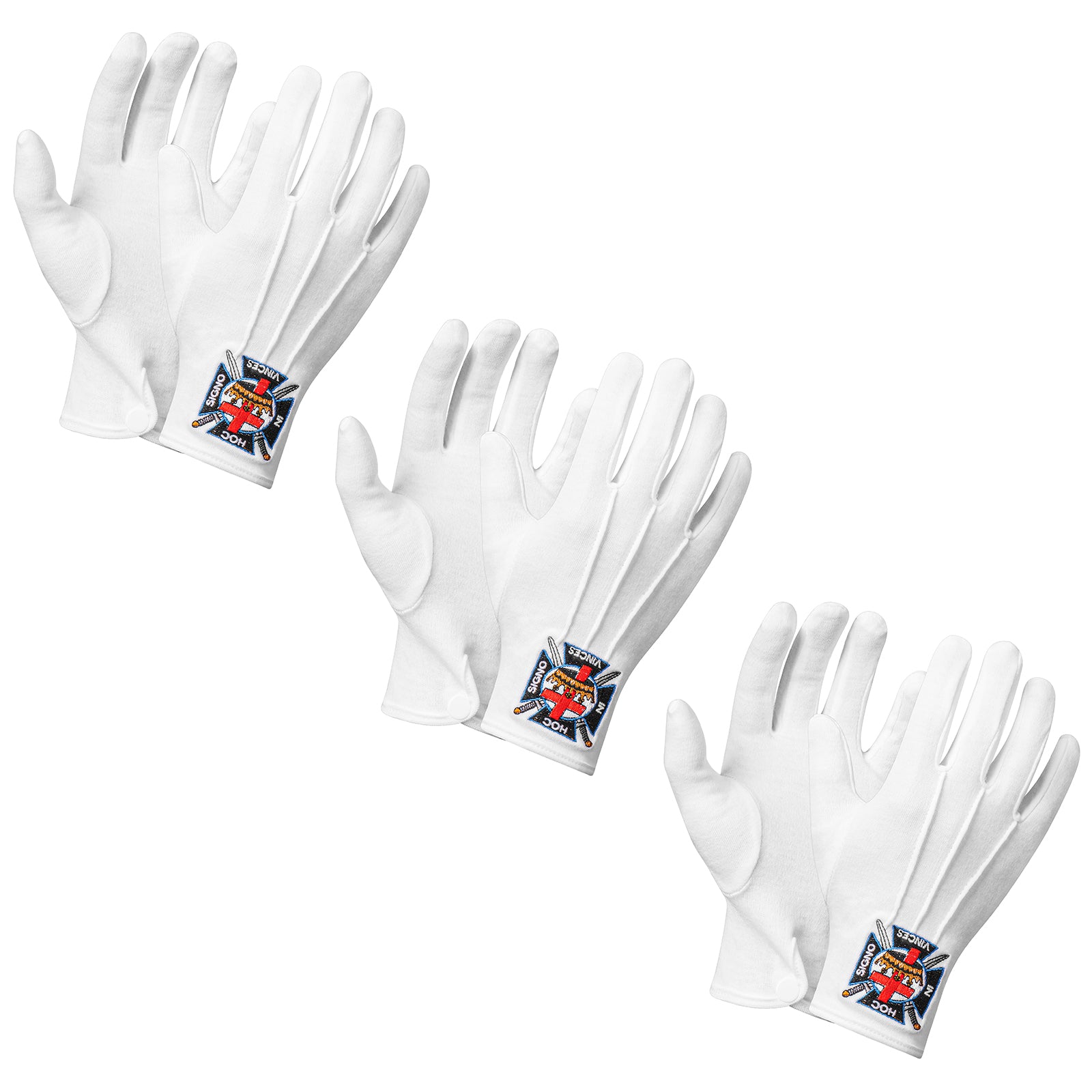 HAWSON Vintage Cotton Masonic Gloves with IN HOC SIGNO VINCES Embroidery - Ritual Ceremonial Accessories for Freemasonry Events