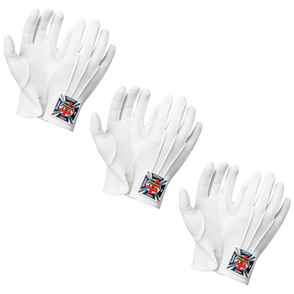 HAWSON Vintage Cotton Masonic Gloves with IN HOC SIGNO VINCES Embroidery - Ritual Ceremonial Accessories for Freemasonry Events