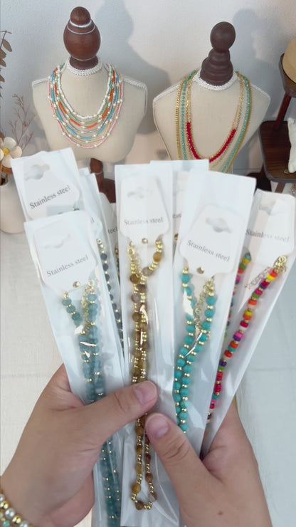 Wholesale 5Pcs Blue & Purple Beaded Layered Necklace Set | MOQ 1