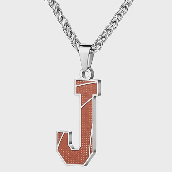 Wholesale Basketball Texture Initial Necklace | A-Z vedio