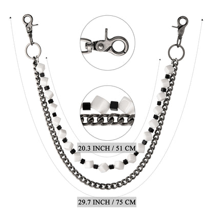 HAWSON Punk Chain sizing guide showing 29.7in/75cm length and clasp details