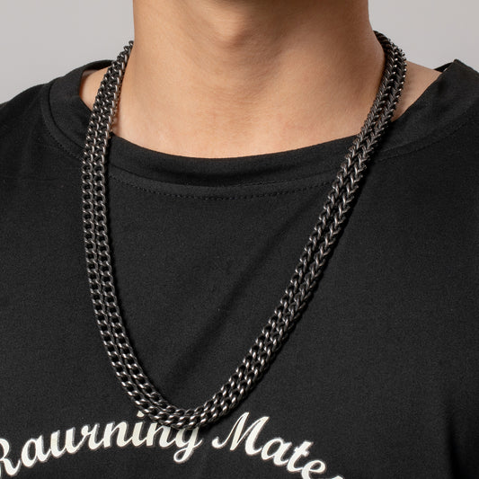 Male model wearing HAWSON's Punk Chunky Chain Necklace with streetwear