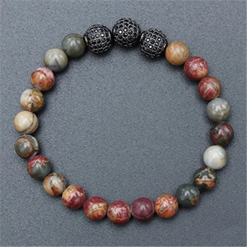 Assorted Natural Stone Bead Bracelets - Handmade Stretch Cuffs with Metal Charms