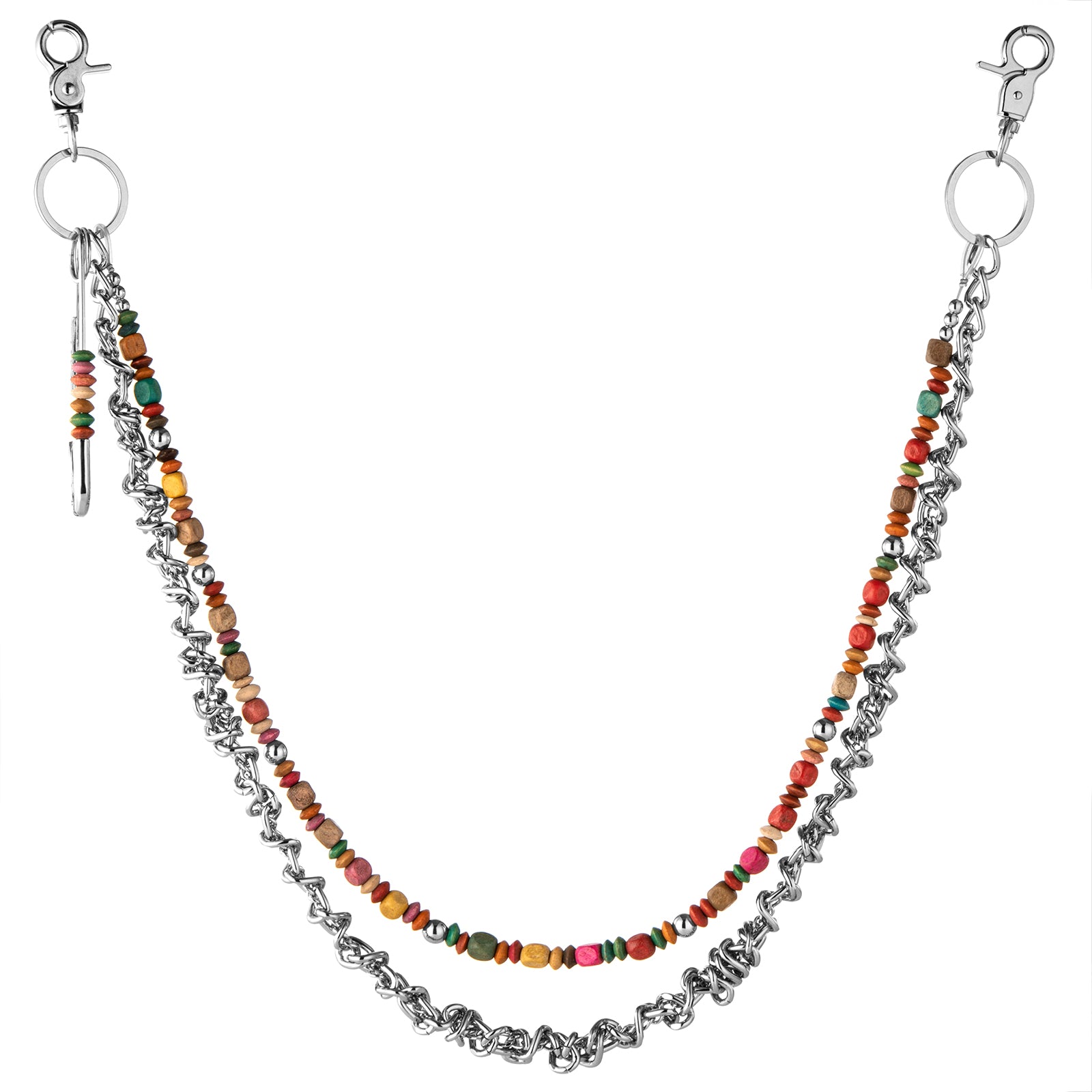 HAWSON Resin Beaded Jean Chain with dual-length stainless steel links - 90s hip hop inspired safety key holder